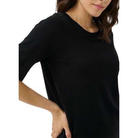 Pull noir uni avec une coupe moulante et des manches courtes - Image 6