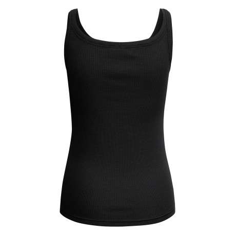 Top en coton noir uni avec une coupe ajustée et un col rond - Image 2
