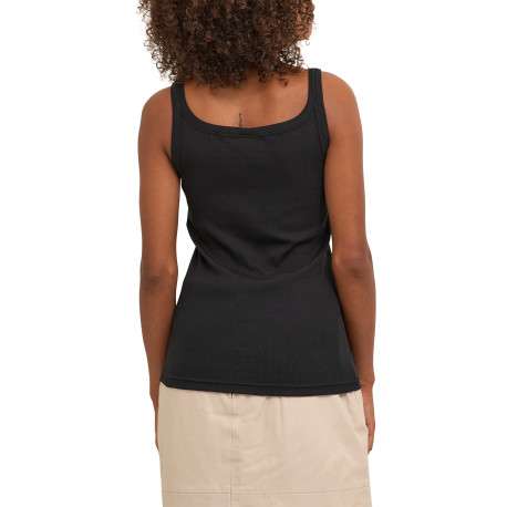 Top en coton noir uni avec une coupe ajustée et un col rond - Image 4