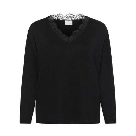 Pull noir uni avec une coupe droite et des manches longues
