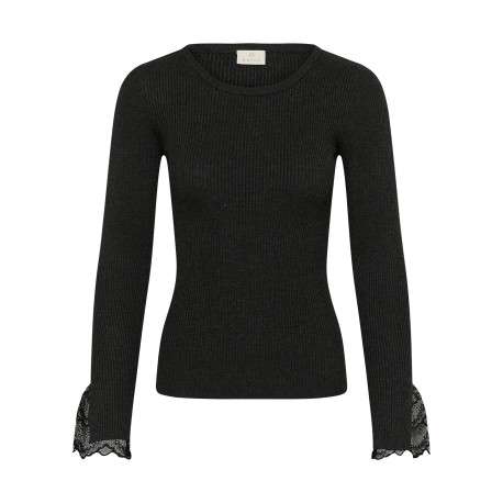 Blouse grise unie avec une coupe moulante et des manches longues