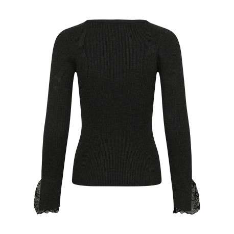 Blouse grise unie avec une coupe moulante et des manches longues - Image 2