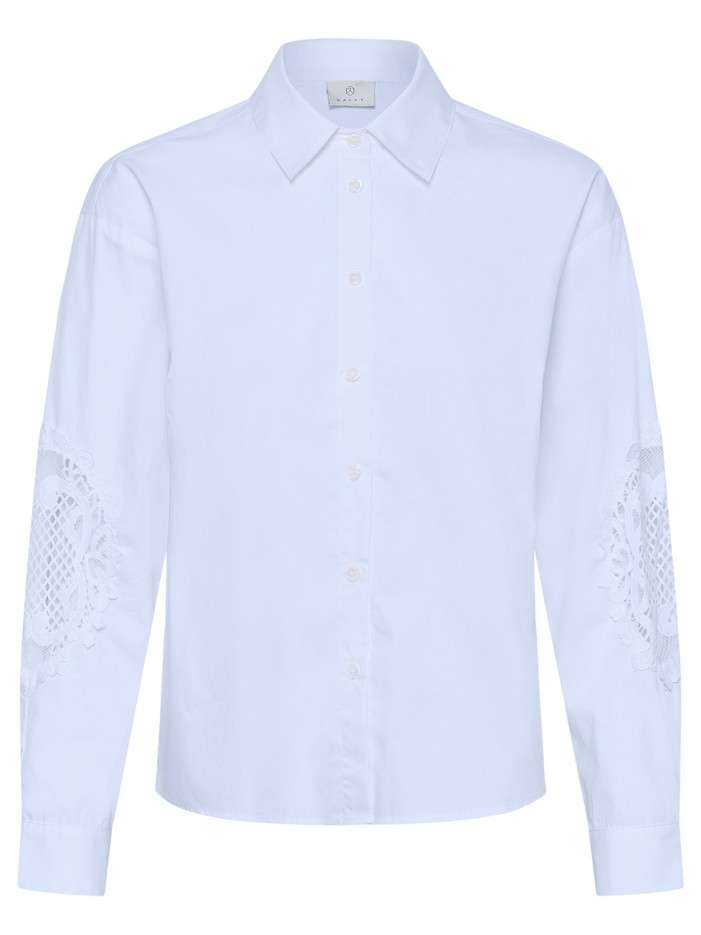 Chemisier en coton blanc uni avec une coupe droite et un col à revers