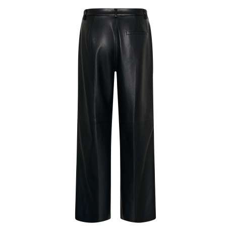 Pantalon noir uni avec une coupe droite muni d'un zip et d'une agrafe - Image 2