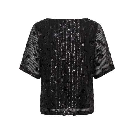 Blouse noire à motifs avec une coupe droite et des manches courtes - Image 2