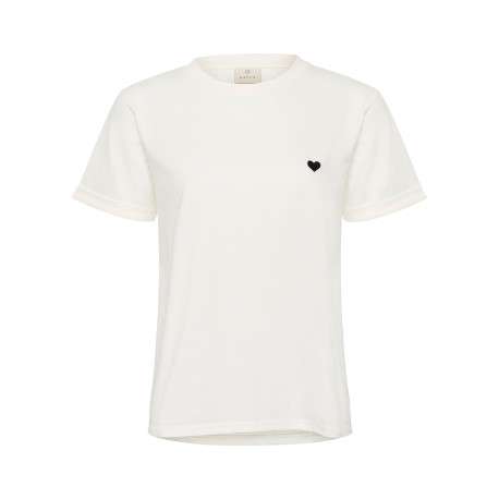 T-shirt en coton blanc uni avec une coupe droite et un col rond