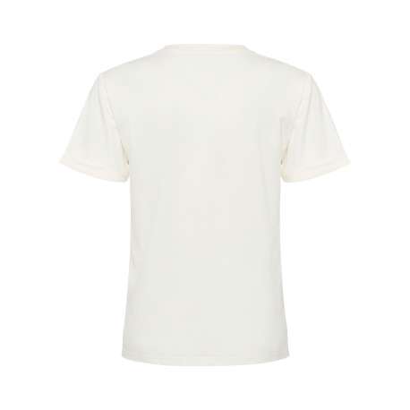 T-shirt en coton blanc uni avec une coupe droite et un col rond - Image 2