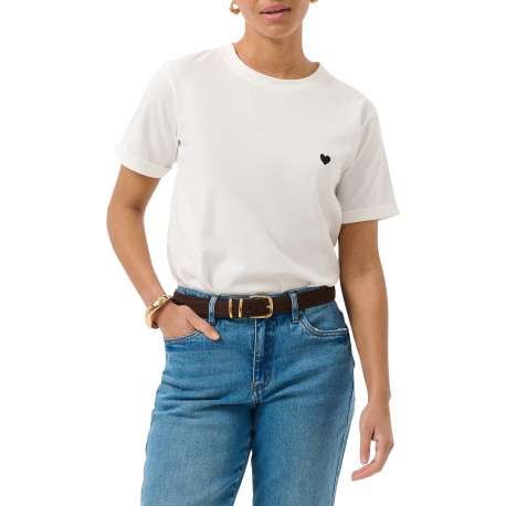 T-shirt en coton blanc uni avec une coupe droite et un col rond - Image 3