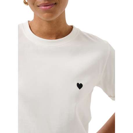 T-shirt en coton blanc uni avec une coupe droite et un col rond - Image 6