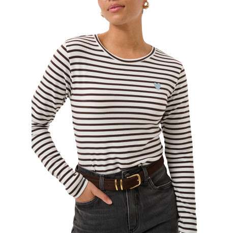 T-shirt blanc et noir à rayures avec une coupe droite et des manches longues - Image 3