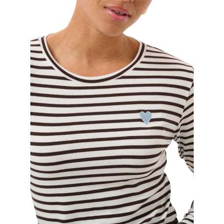 T-shirt blanc et noir à rayures avec une coupe droite et des manches longues - Image 6