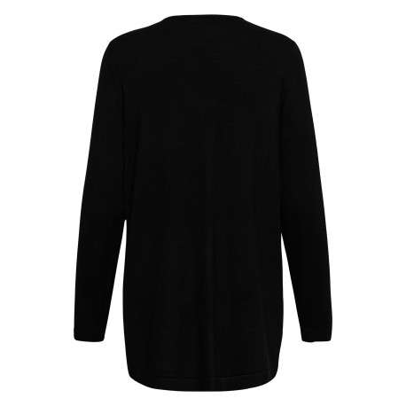 Gilet noir uni avec une coupe droite et des manches longues - Image 2