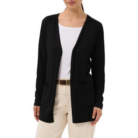 Gilet noir uni avec une coupe droite et des manches longues - Image 3