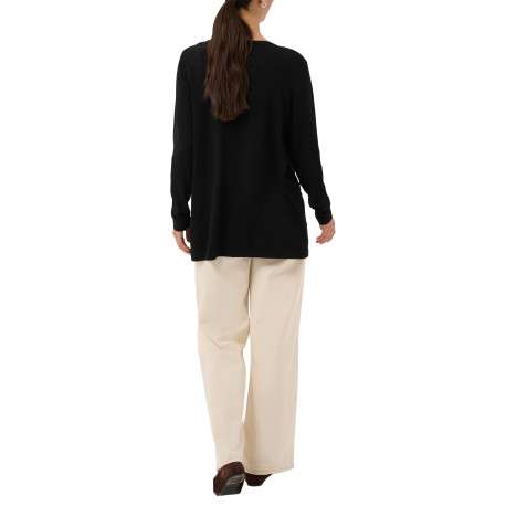 Gilet noir uni avec une coupe droite et des manches longues - Image 4