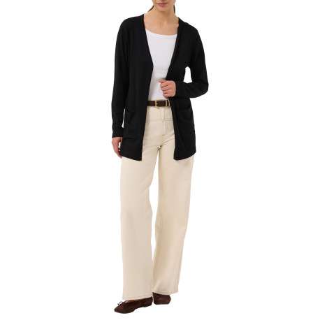 Gilet noir uni avec une coupe droite et des manches longues - Image 5