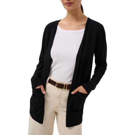 Gilet noir uni avec une coupe droite et des manches longues - Image 6
