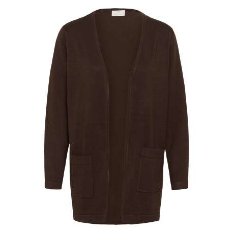 Gilet chocolat uni avec une coupe droite et des manches longues
