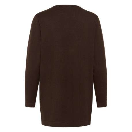 Gilet chocolat uni avec une coupe droite et des manches longues - Image 2