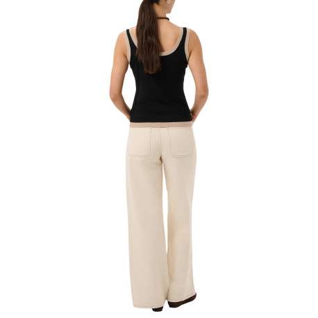 Top noir uni avec une coupe ajustée et pourvu d'un col rond beige - Image 4