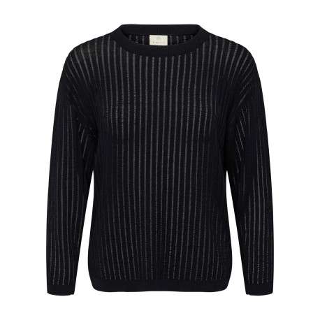 Pull noir à rayures avec une coupe droite et des manches longues
