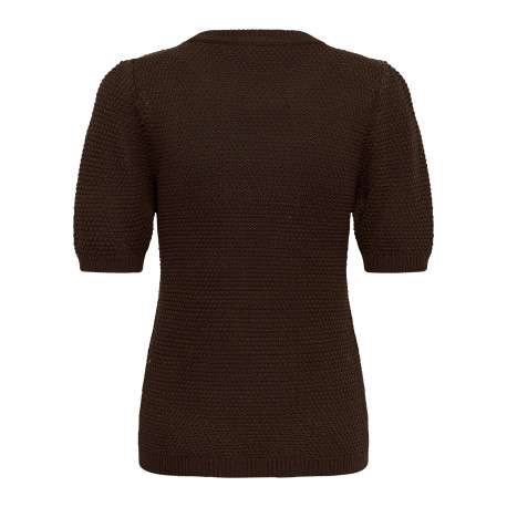 Pull chocolat uni avec une coupe droite et des manches courtes - Image 2