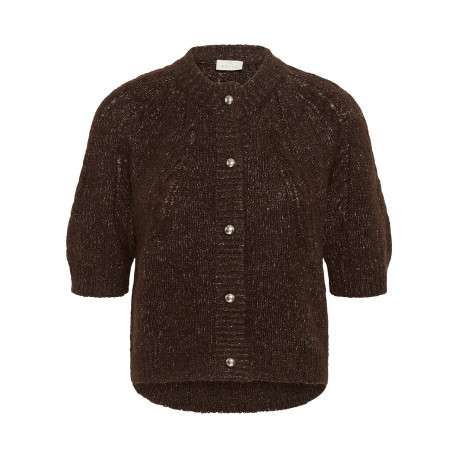 Gilet chocolat uni avec une coupe droite et un col montant