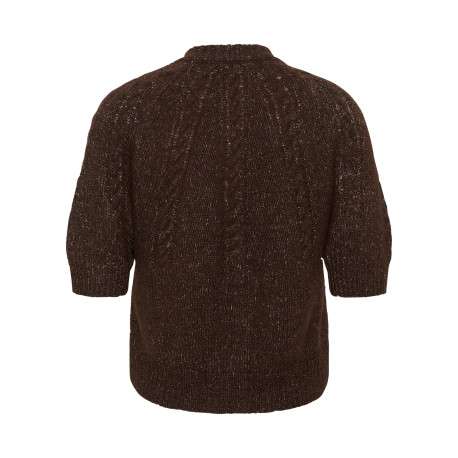 Gilet chocolat uni avec une coupe droite et un col montant - Image 2