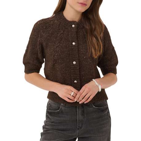 Gilet chocolat uni avec une coupe droite et un col montant - Image 5