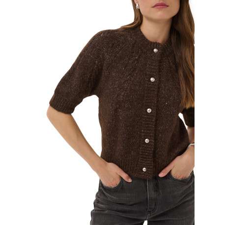 Gilet chocolat uni avec une coupe droite et un col montant - Image 6