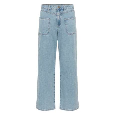Jean en coton mélangé stone à coupe flare muni d'un zip et d'un bouton