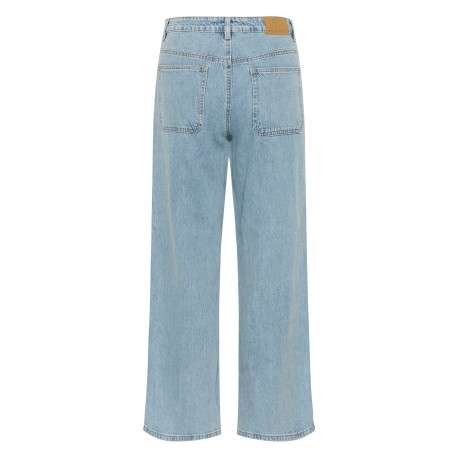Jean en coton mélangé stone à coupe flare muni d'un zip et d'un bouton - Image 2