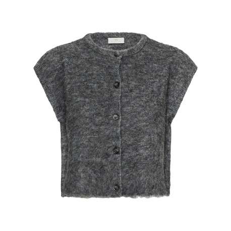 Gilet gris uni avec une coupe droite et des manches courtes