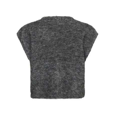 Gilet gris uni avec une coupe droite et des manches courtes - Image 2