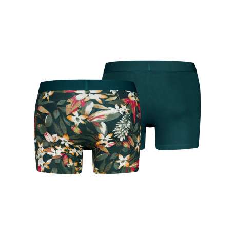 Lot de 2 boxers classiques en coton vert floral munie d'une coupe moulante - Image 2