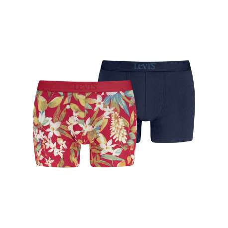 Lot de 2 boxers classiques en coton bleu et rouge munie d'une coupe moulante