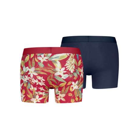 Lot de 2 boxers classiques en coton bleu et rouge munie d'une coupe moulante - Image 2