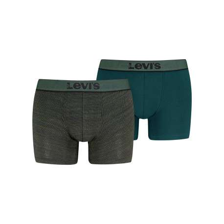Lot de 2 boxers classiques en coton verts à motifs munis du logo