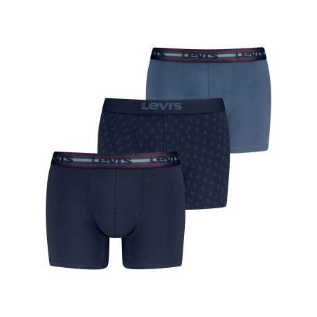 Lot de 3 boxers classiques en coton noirs et bleus à motifs minimalistes