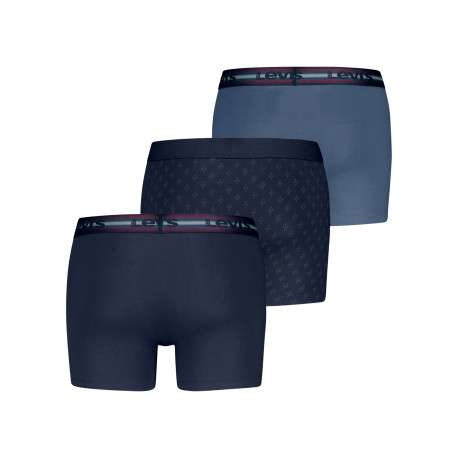 Lot de 3 boxers classiques en coton noirs et bleus à motifs minimalistes - Image 2