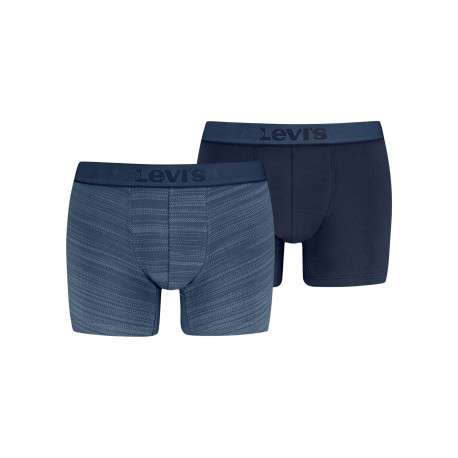 Lot de 2 boxers classiques en coton bleus à motifs munis du logo