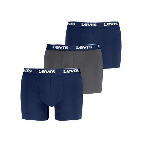 Lot de 3 boxers classiques en coton bleu marine et marron unis à coupe slim