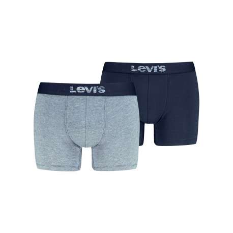 Lot de 2 boxers classiques en coton bleu unis avec une coupe slim