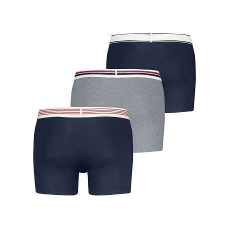 Lot de 3 boxers classiques en coton bleus et gris unis munis d'une coupe slim - Image 2