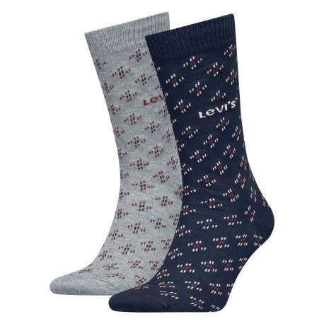 Lot de 2 paires de chaussettes hautes bleues et grises à motifs
