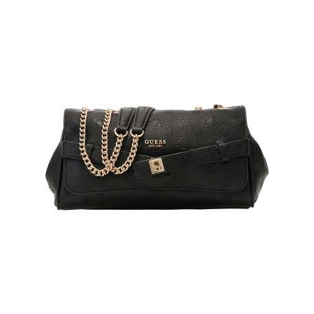 Sac à main porté épaule noir à imprimé monogramme avec une anse