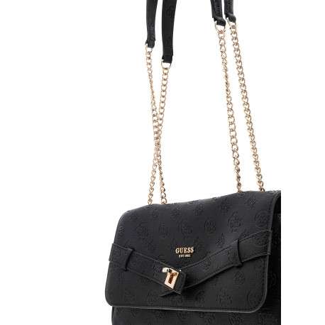 Sac à main porté épaule noir à imprimé monogramme avec une anse - Image 6