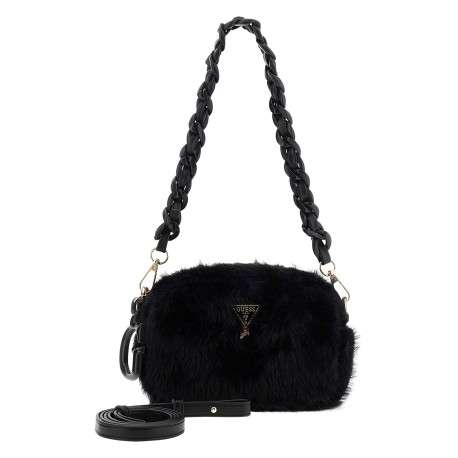 Sac à bandoulière réglable et amovible noir uni avec un logo de la marque