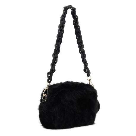 Sac à bandoulière réglable et amovible noir uni avec un logo de la marque - Image 4