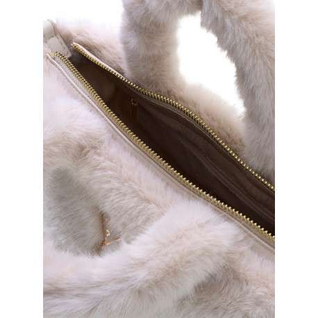 Sac shopping écru uni avec des anses et une bandoulière amovible réglable - Image 3