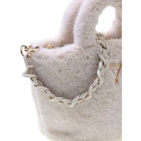 Sac shopping écru uni avec des anses et une bandoulière amovible réglable - Image 4